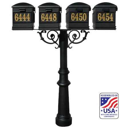 Qualarc The Hanford QUAD mailbox post system w/Scroll Supports HPWS4-US-800-LM